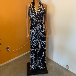 Tadashi black and white floor length dress